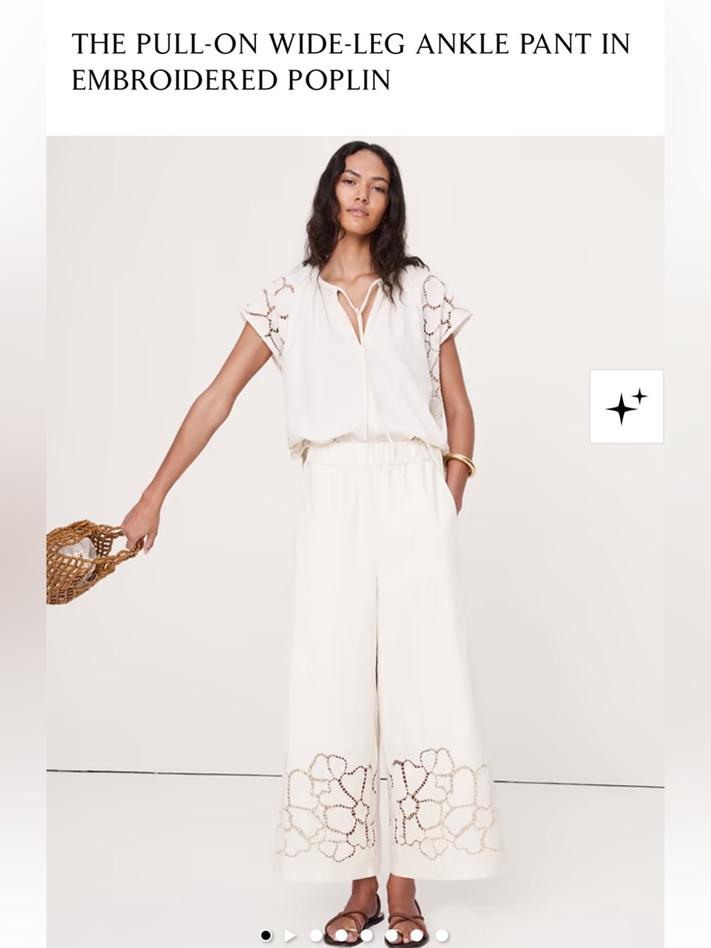 Banana Republic Pull On Wide-Leg Ankle Pants with Embroidered Poplin XL - Picture 2 of 8